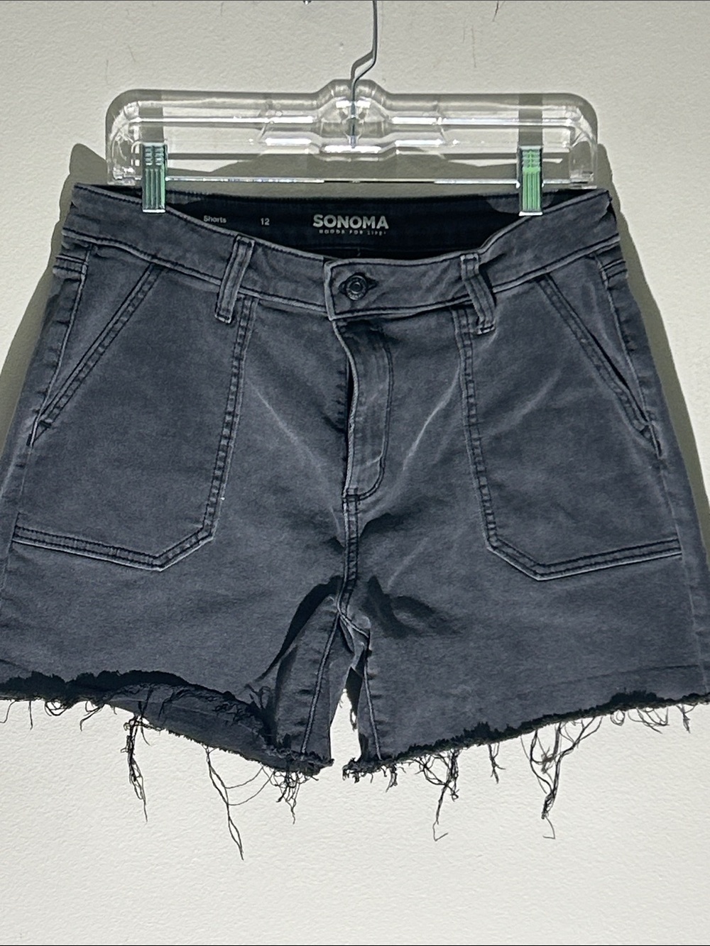 SONOMA Charcoal Black Frayed Hem Denim Shorts